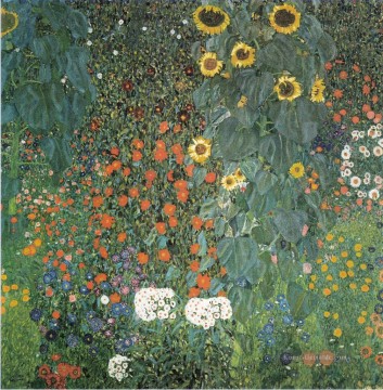 Bauerngarten mit Sonnenblumen Symbolik Gustav Klimt Blumen Ölgemälde